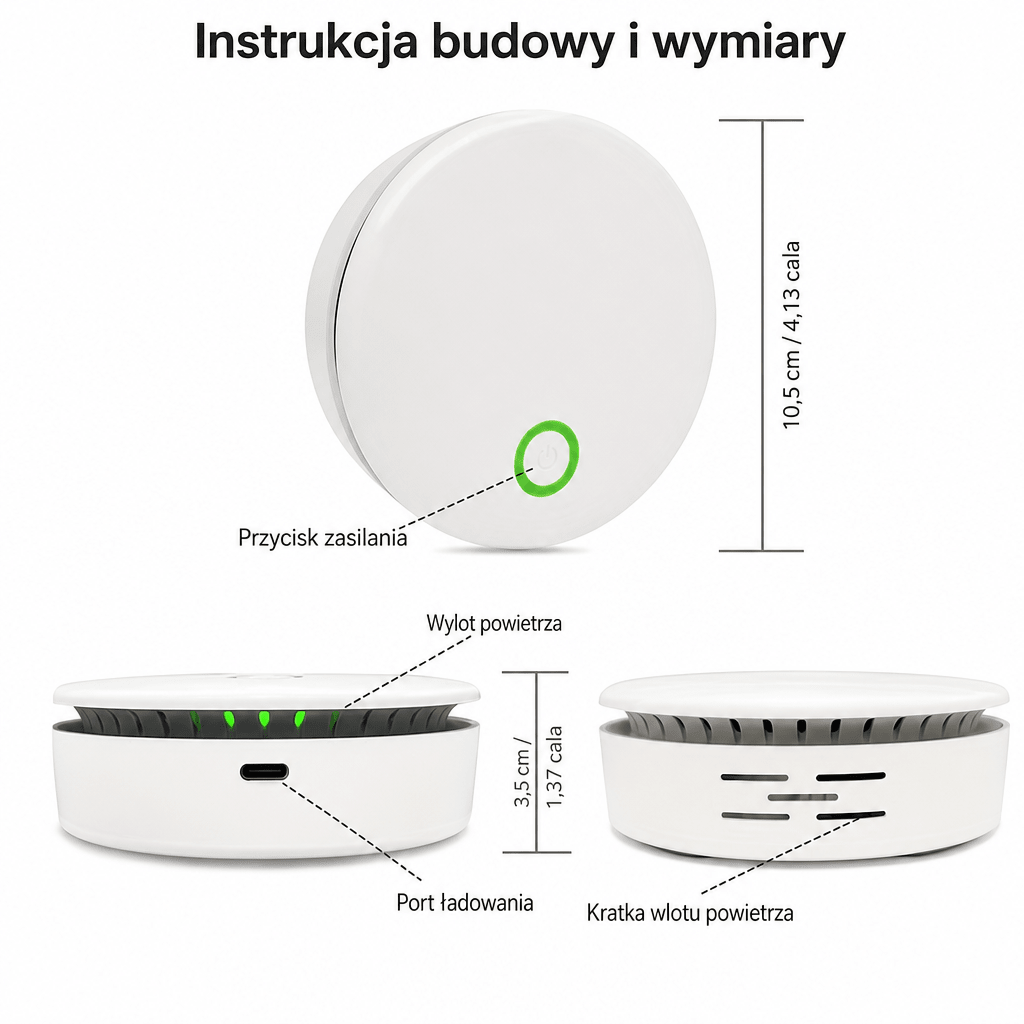 Oczyszczacz Powietrza Przenośny z Ozonem – Skuteczny Eliminator Zapachów do Samochodu i Lodówki