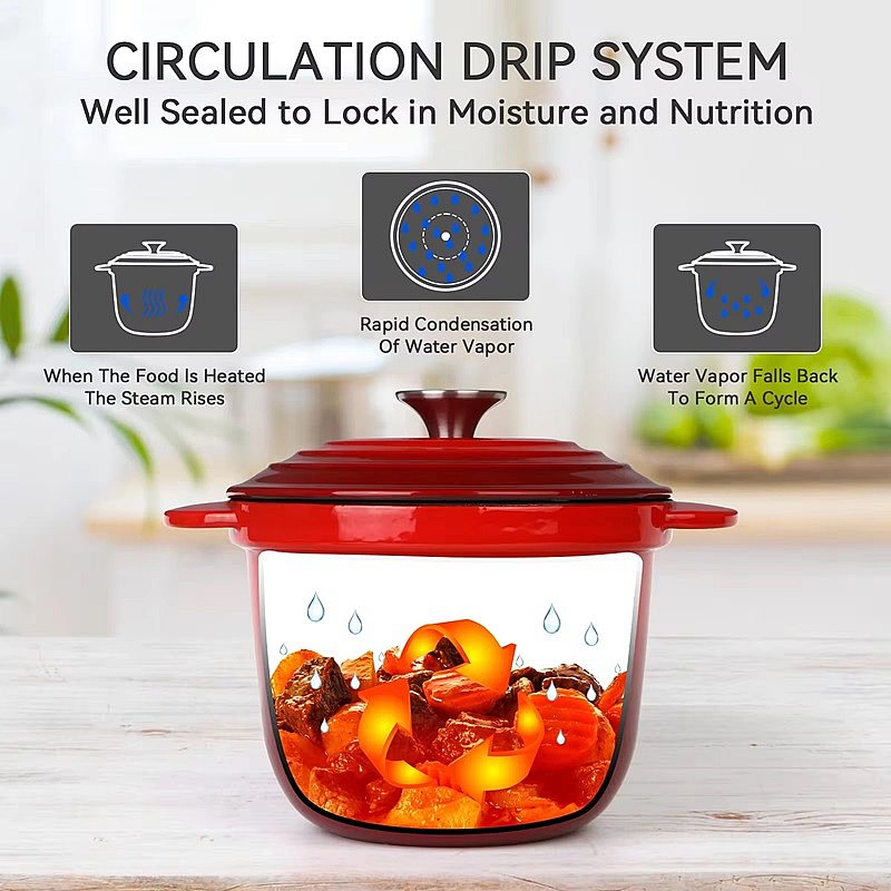 Okrągły Żeliwny Piekarnik Holenderski z Pokrywką 1L, Emaliowany, Idealny do Gotowania 7