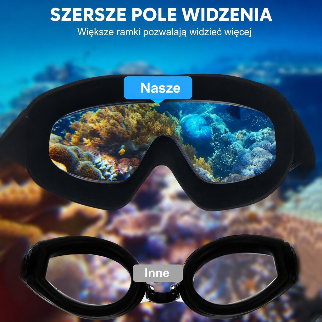 Okulary Pływackie z Powłoką Przeciwmgielną – Szerokokątne Gogle do Pływania Unisex