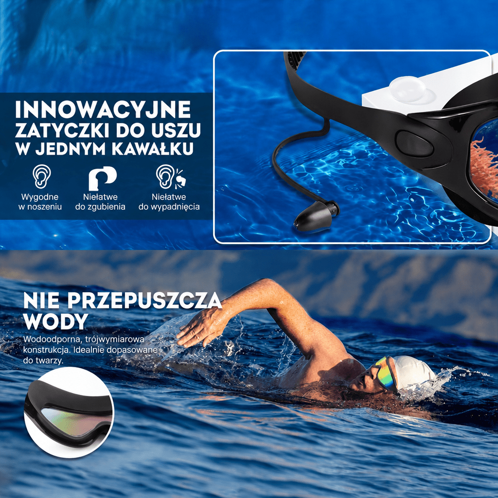 Okulary Pływackie z Powłoką Przeciwmgielną – Szerokokątne Gogle do Pływania Unisex
