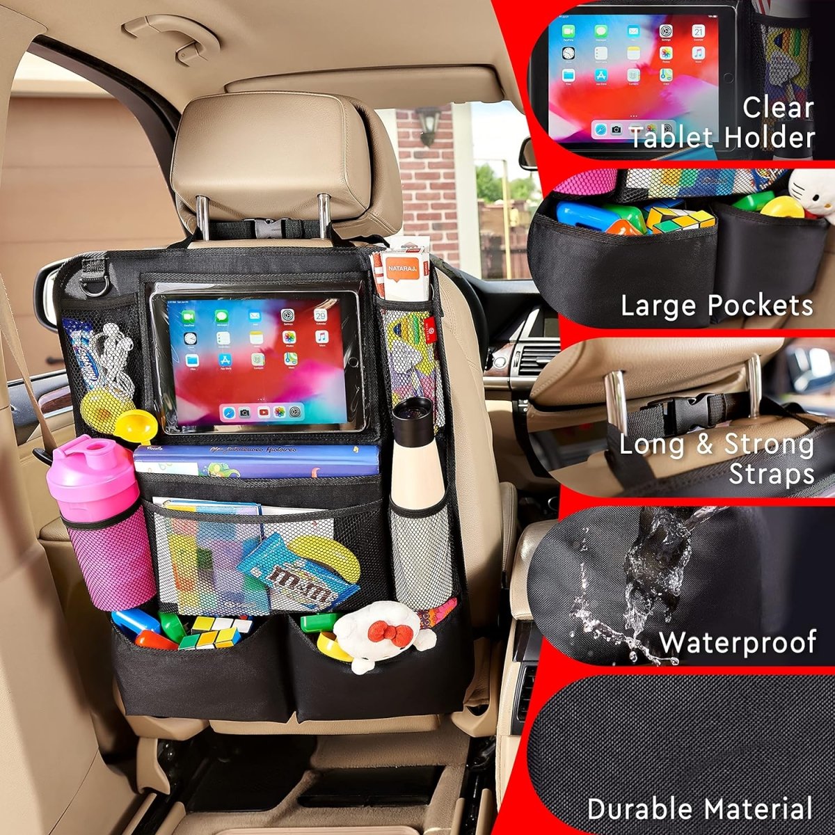 Organizer Samochodowy na Fotel z Uchwytami na Tablet i 9 Kieszeniami – 2 Sztuki 7