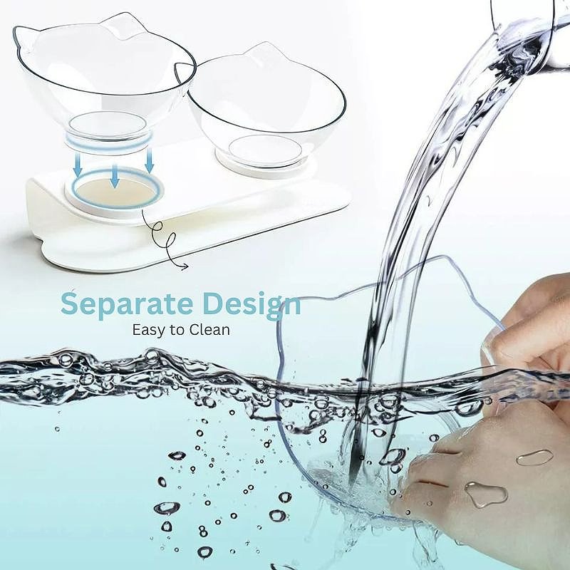 Ortopedyczna Podwyższona Miska Dla Kota z Ergonomiczną Konstrukcją 15° 5