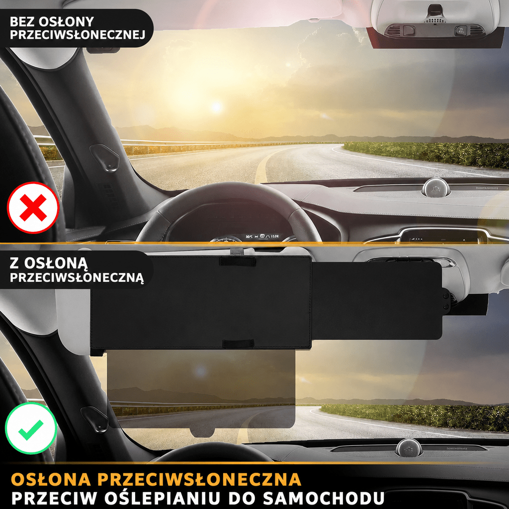 Osłona Przeciwsłoneczna Do Samochodu z Polaryzacją – Regulowana, Odporna na Zarysowania
