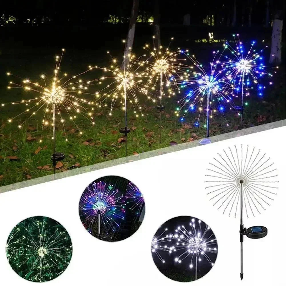 Oświetlenie Ogrodowe Solarne z Efektem Fajerwerków – 60 LED, IP65, 2 Tryby 3