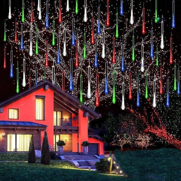 Oświetlenie Zewnętrzne LED Sopelki Kaskadowe – 8 Rurek 50 cm do Dekoracji Domu 2
