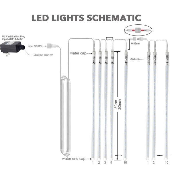 Oświetlenie Zewnętrzne LED Sopelki Kaskadowe – 8 Rurek 50 cm do Dekoracji Domu 4