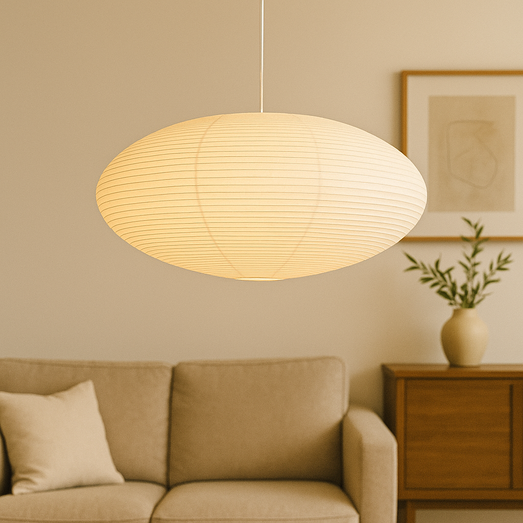Papierowa Lampa Wisząca Wabi - Regulowana Wysokość, Minimalistyczny Design do Salonu