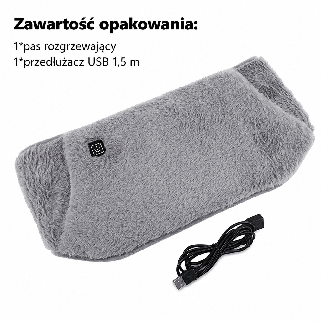 Pas Grzewczy Elektryczny z Regulacją Temperatury – Miękki Aksamit, Przenośny na Talię i Ręce