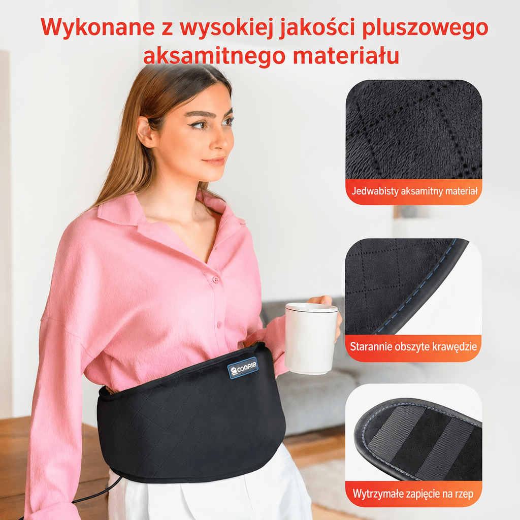 Pas Grzewczy z Masażem Wibracyjnym – Na Plecy i Brzuch, Regulowany, Szybkie Nagrzewanie