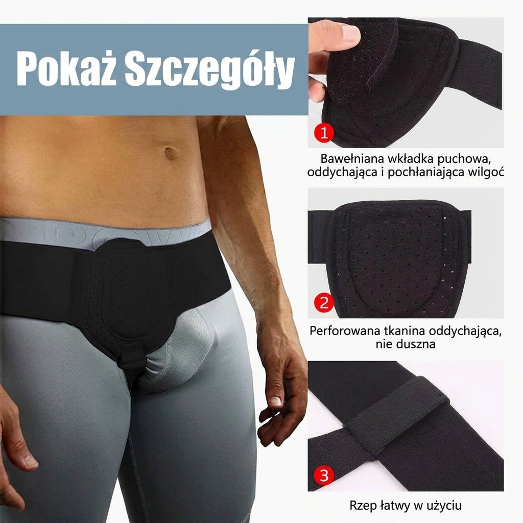 Pas Przepuklinowy Pachwinowy z Regulacją – Oddychający, Dyskretny z Wyjmowaną Podkładką 6