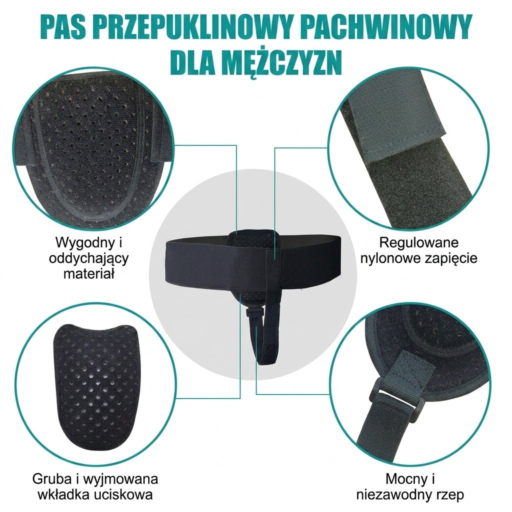 Pas Przepuklinowy Pachwinowy z Regulacją – Oddychający, Dyskretny z Wyjmowaną Podkładką 8