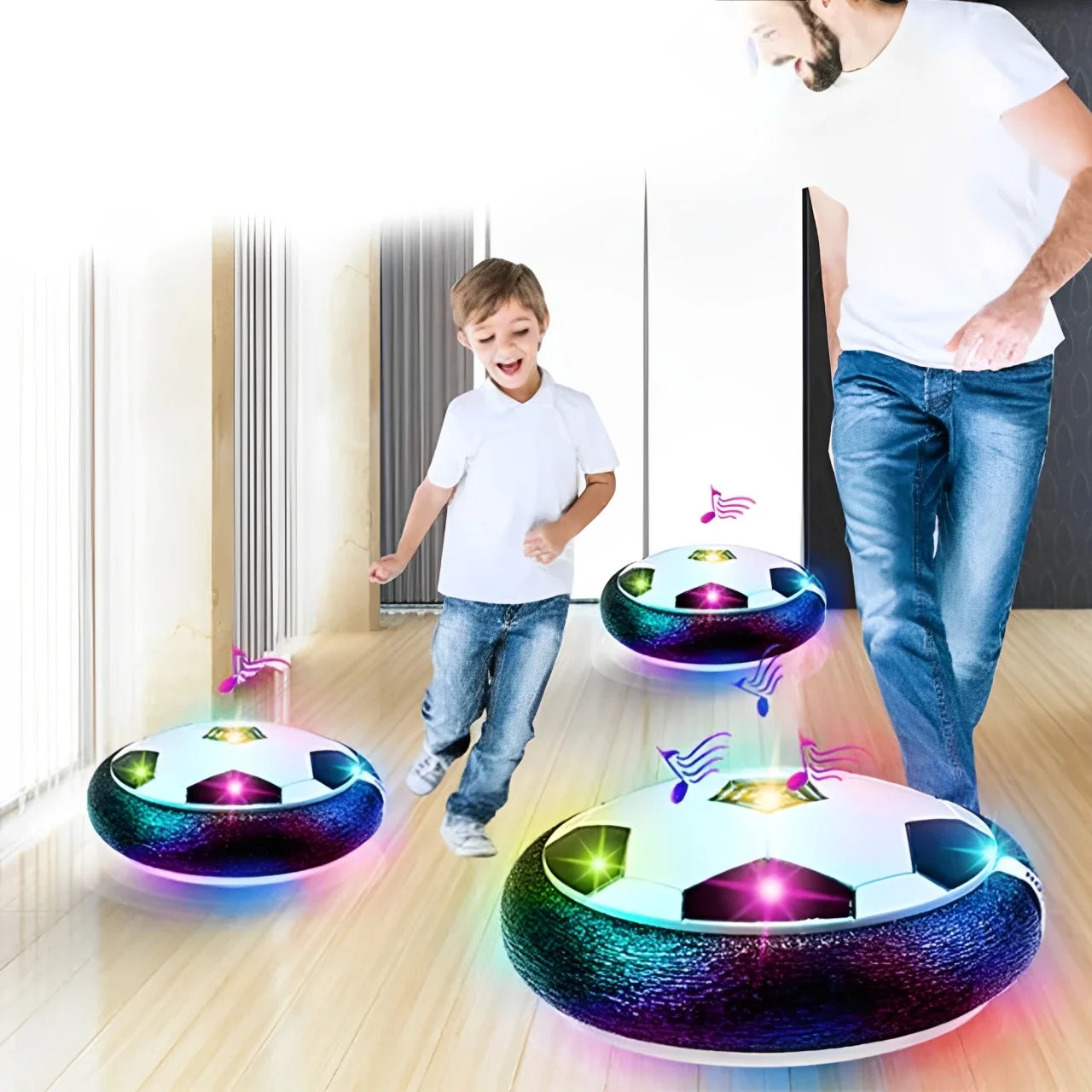 Piłki Hokejowe Hover Ball 2 sztuki – Zestaw do Zabawy z Poduszką Powietrzną i LED 1