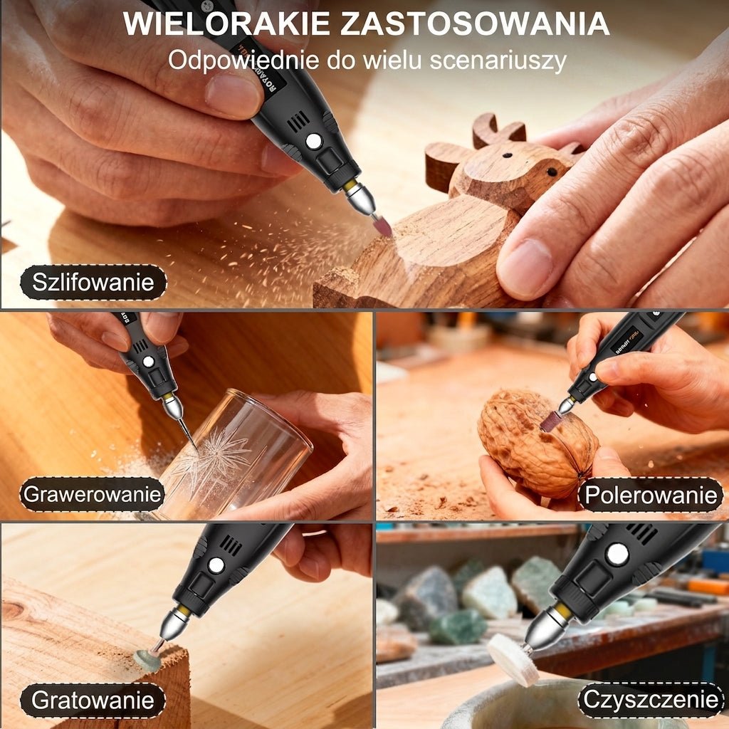 Pióro Do Grawerowania Bezprzewodowe 35W z Regulacją Prędkości – Zestaw Akcesoriów Do Drewna, Metalu i Plastyku 