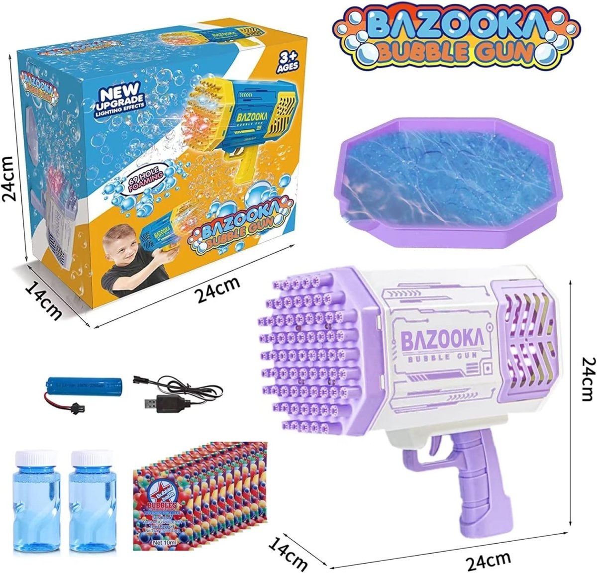 Pistolet Do Baniek Mydlanych Z 69 Otworkami – Zabawka z Kolorowymi LED dla Dzieci na Przyjęcia 2