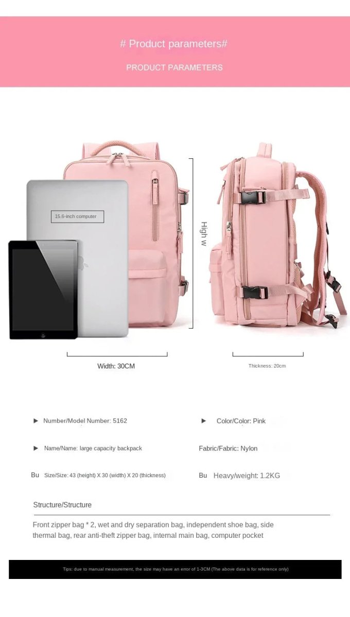 Plecak Podróżny 40L z Przegrodą na Buty i Portem USB – Idealny do Samolotu 6