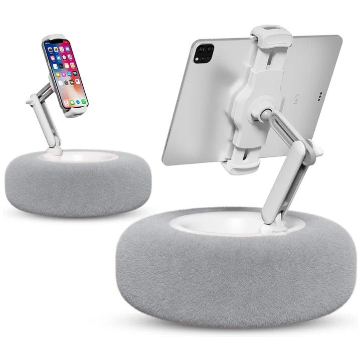 Pluszowa Poduszka do Czytania w Łóżku z Uchwytami na Telefon i Miską na Przekąski 2