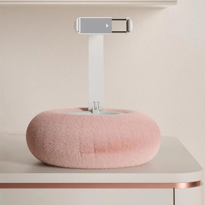 Pluszowa Poduszka do Czytania w Łóżku z Uchwytami na Telefon i Miską na Przekąski 4