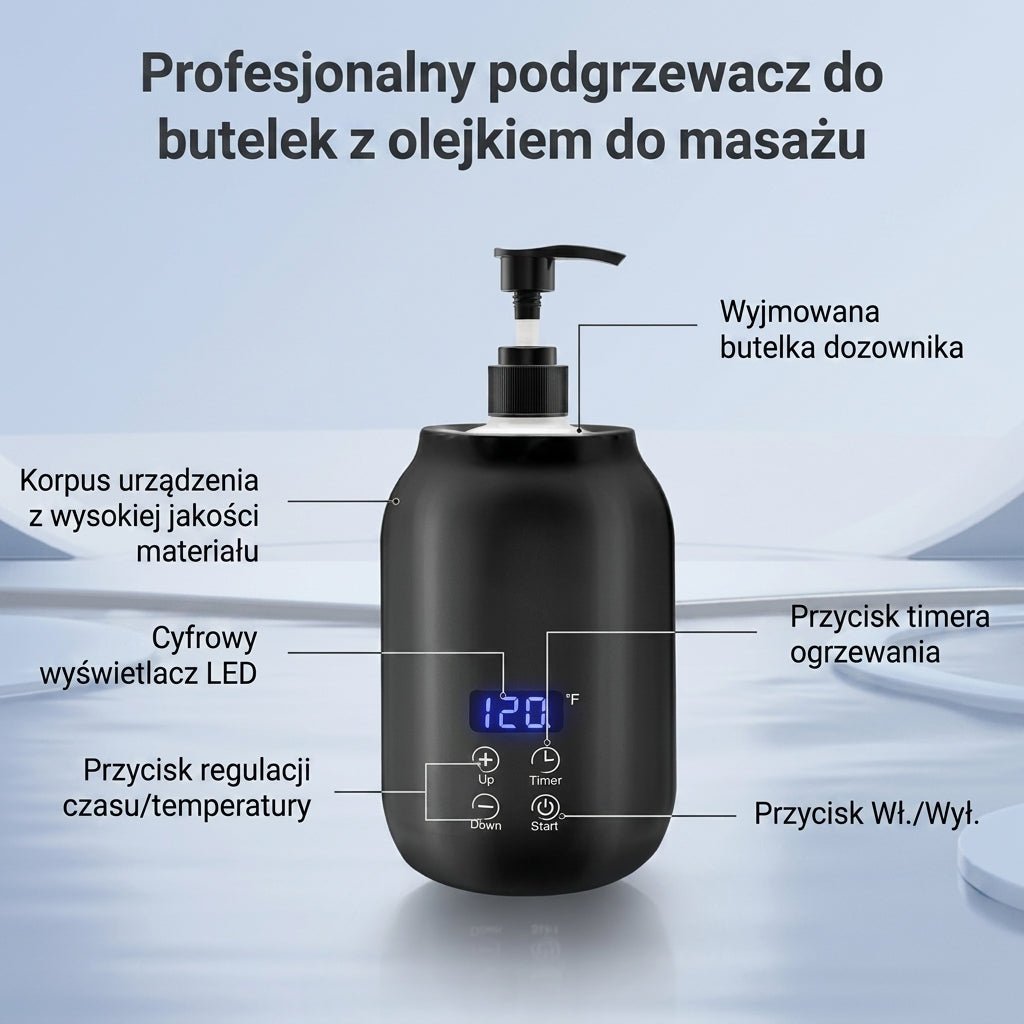 Podgrzewacz Olejku Do Masażu z Regulacją Temperatury 30-65°C i Timerem – Przenośny Do Domowego SPA 3