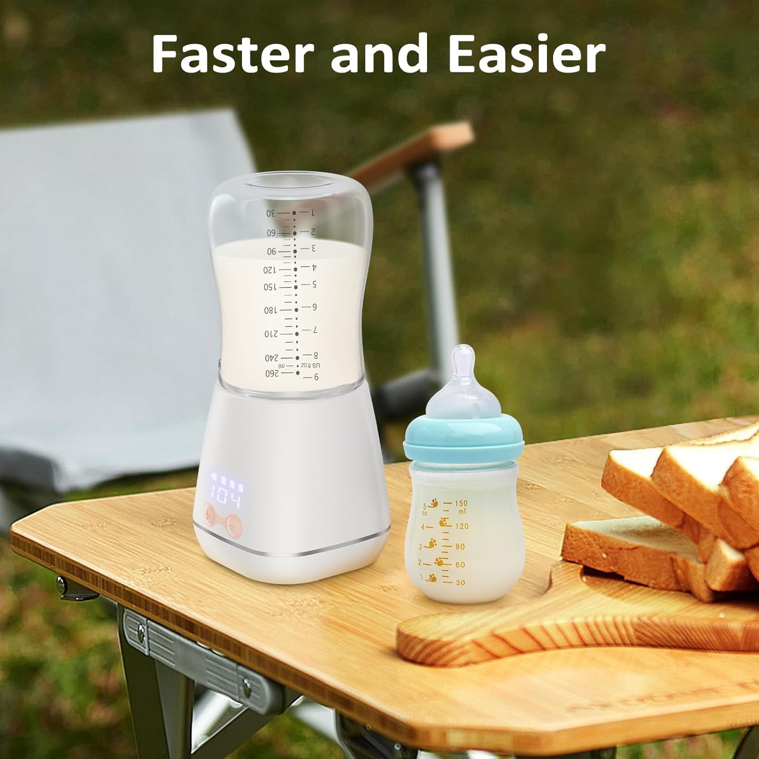 Podgrzewacz do butelek przenośny z regulacją temperatury 37-49°C – Bateria 8000 mAh, LED 6