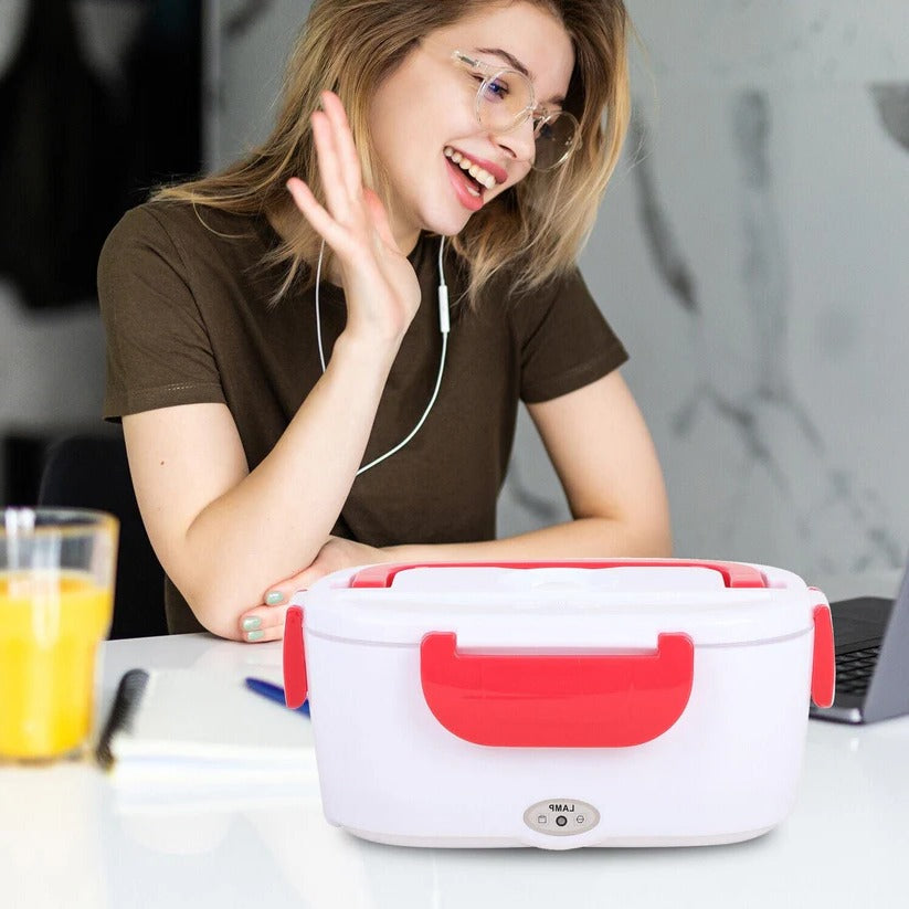 Podgrzewany Lunch Box 50 W z Uchwytami i Łyżką – Pojemnik na Lunch 1L do Pracy i Szkoły 1
