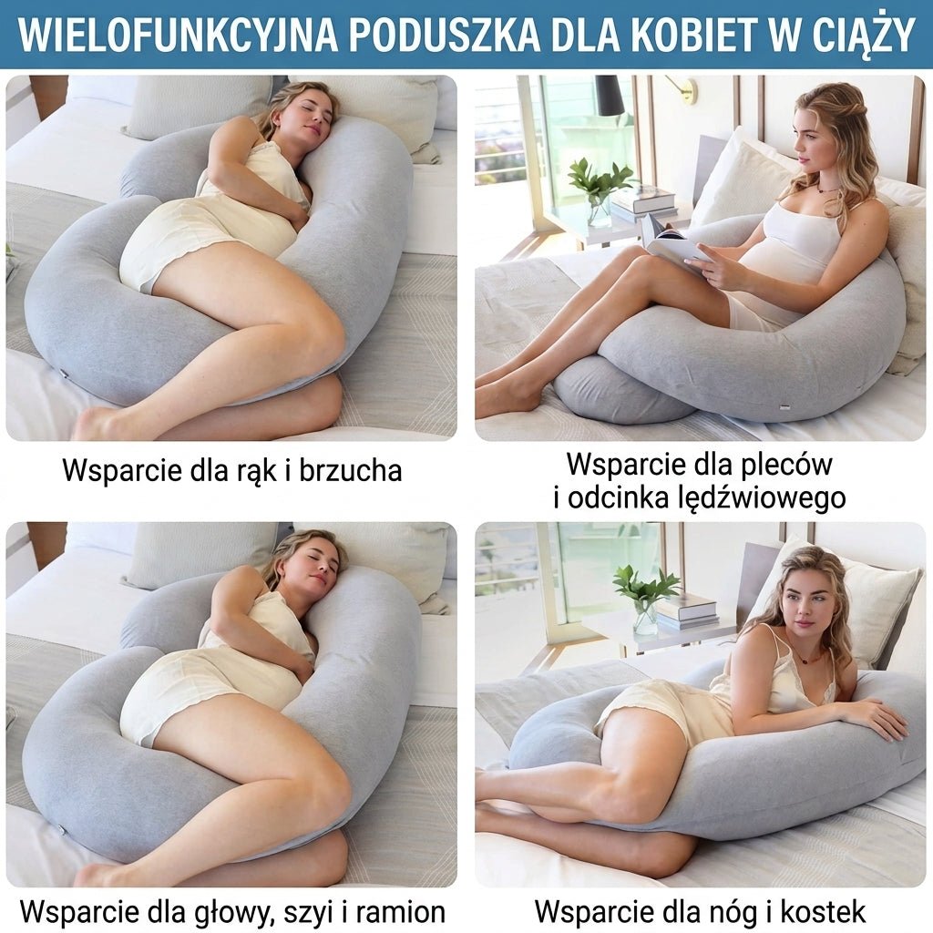 Poduszka Ciążowa Do Spania z Regulowanym Wypełnieniem – Wsparcie dla Ciała i Korekta Postawy 9