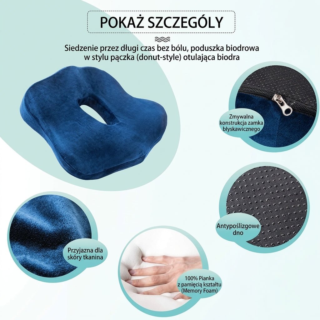 Poduszka Siedziskowa z Pianki Memory – Redukcja Bólu Pleców, Antypoślizgowa do Biura i Samochodu 4