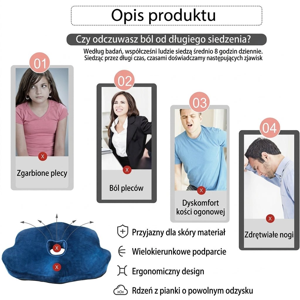 Poduszka Siedziskowa z Pianki Memory – Redukcja Bólu Pleców, Antypoślizgowa do Biura i Samochodu 8
