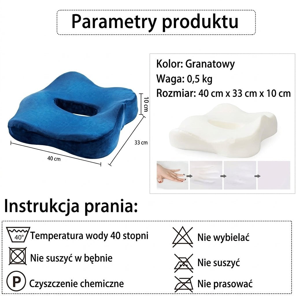Poduszka Siedziskowa z Pianki Memory – Redukcja Bólu Pleców, Antypoślizgowa do Biura i Samochodu 2