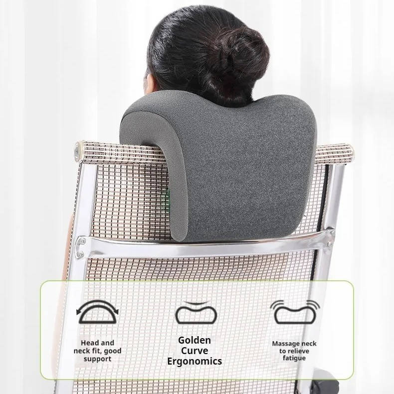 Poduszka Zagłówka Do Krzesła Biurowego z Pianką Pamięci Kształtu i Masażem – Ergonomiczne Wsparcie Szyi 1