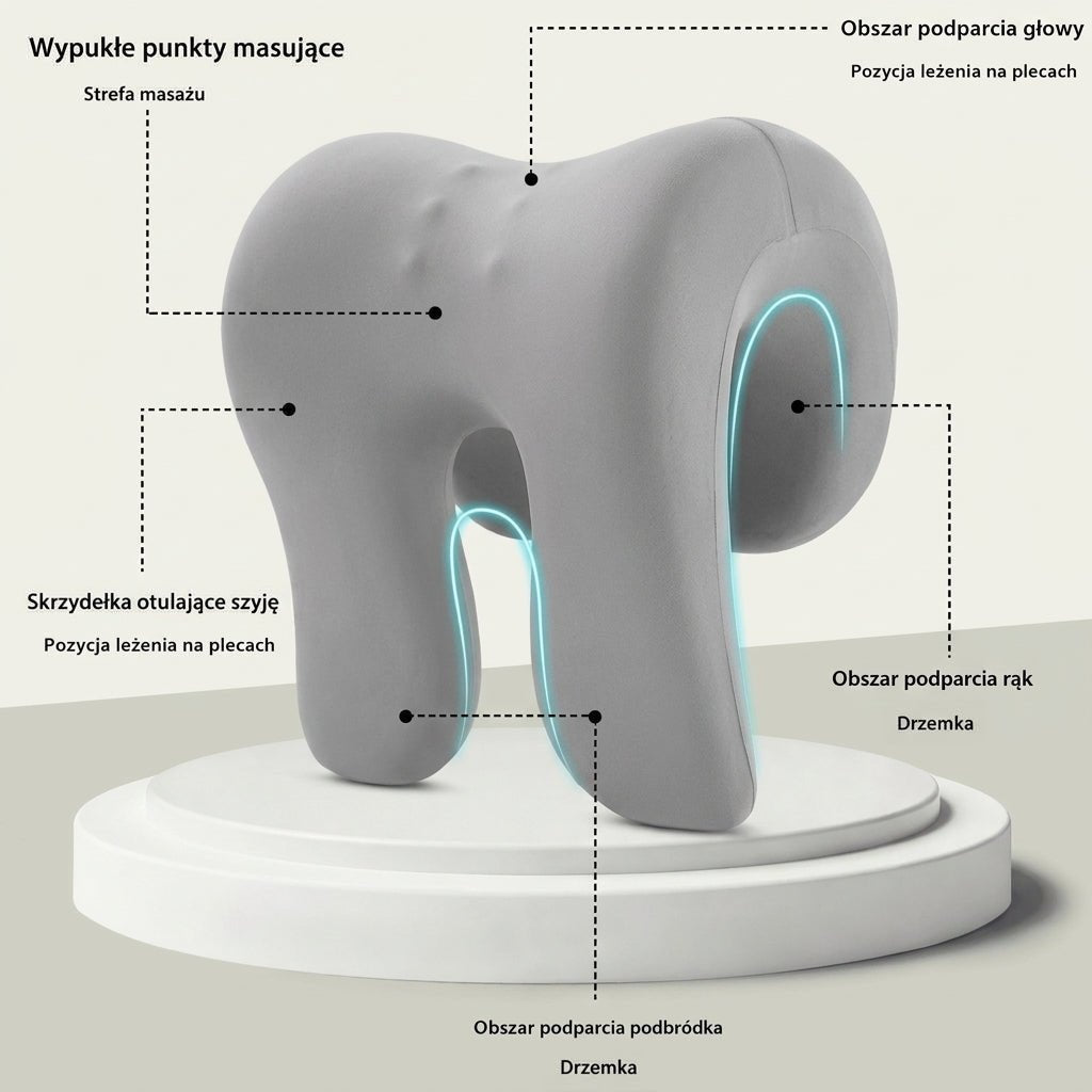 Poduszka Zagłówkowa Do Krzesła Biurowego z Pianką Pamięci Kształtu i Masażem – Ergonomiczne Wsparcie Szyi 3