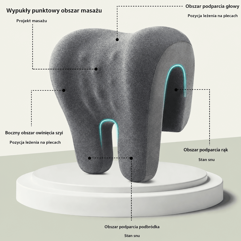 Poduszka Zagłówkowa Do Krzesła Biurowego z Pianką Pamięci Kształtu i Masażem – Ergonomiczne Wsparcie Szyi
