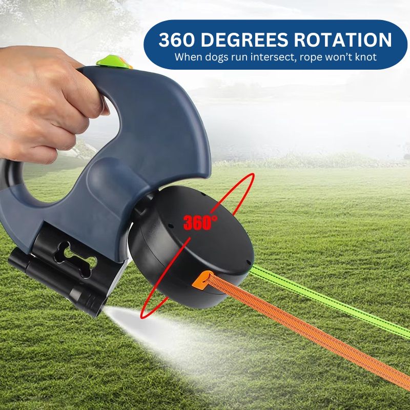 Podwójna Smycz Dla Psa 10FT Z Latarą, Uchwyt Na Worek, Obrotowa 360° 3