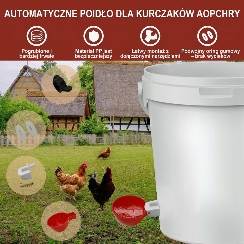 Poidło dla Kur z Automatycznym Uzupełnianiem Wody – Zestaw 10 Poidel dla Drobiu 13