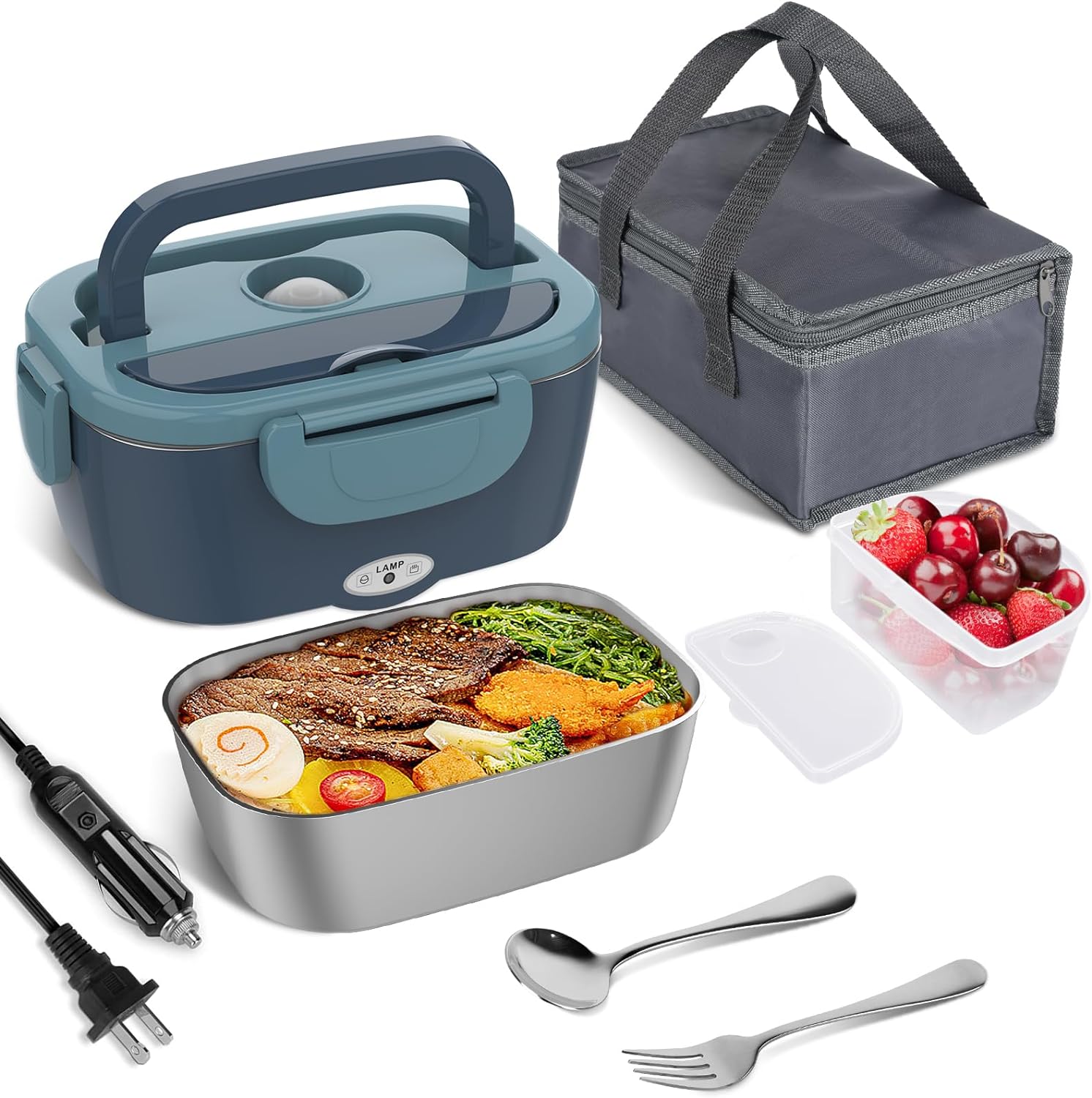 Pojemnik na lunch podgrzewany 1,5 l – Elektryczny lunch box zasilany 12V/110V, szczelny 0