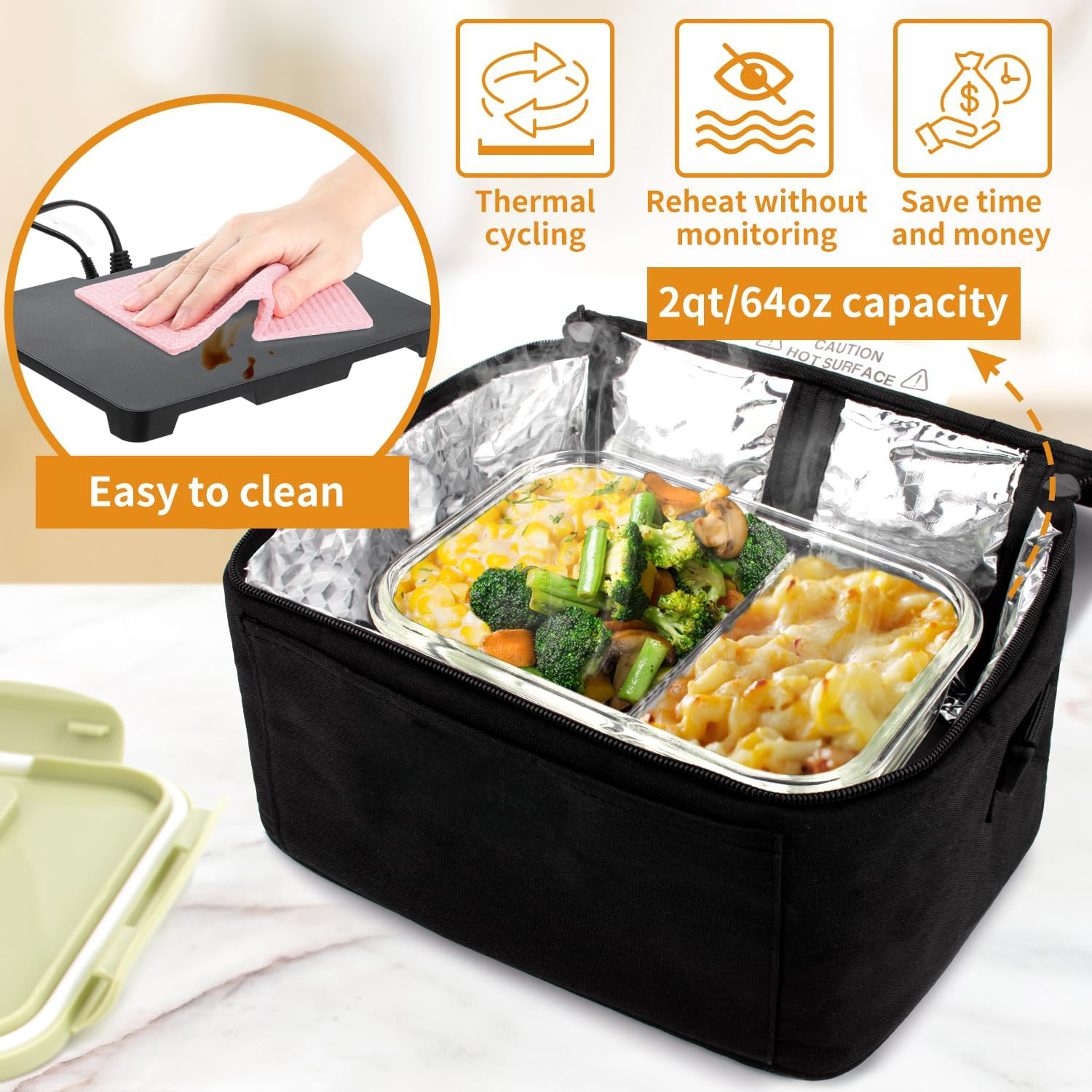 Pojemnik na lunch z podgrzewaczem 3w1 do samochodu i domu – Idealny do ciepłych posiłków 4