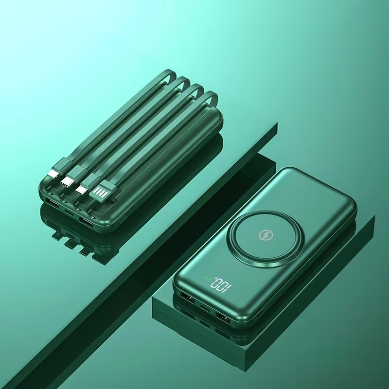 Power bank 20000 mAh z bezprzewodowym ładowaniem i 6 portami USB do smartfonów i laptopów 0