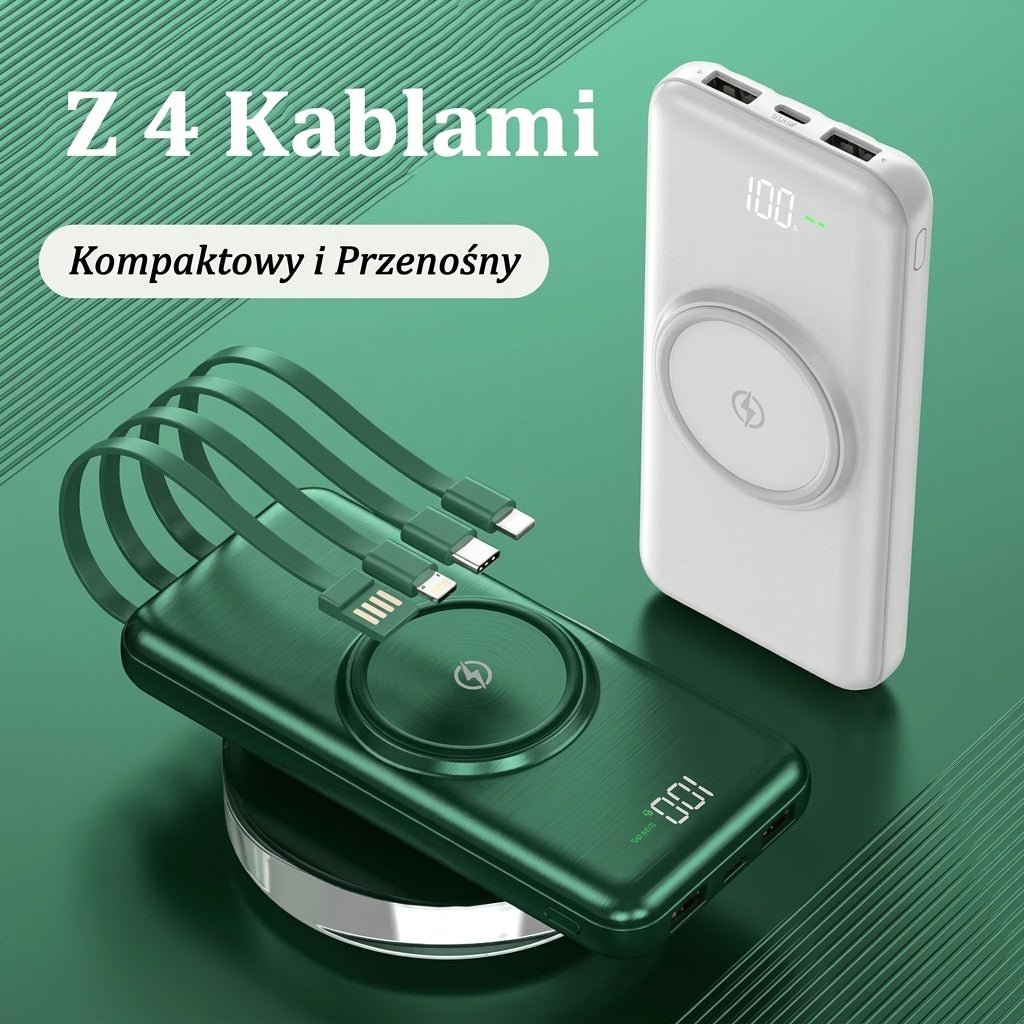 Power bank 20000 mAh z bezprzewodowym ładowaniem i 6 portami USB do smartfonów i laptopów 4