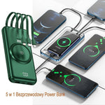 Power bank 20000 mAh z bezprzewodowym ładowaniem i 6 portami USB do smartfonów i laptopów 9