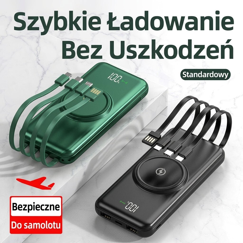 Power bank 20000 mAh z bezprzewodowym ładowaniem i 6 portami USB do smartfonów i laptopów 7