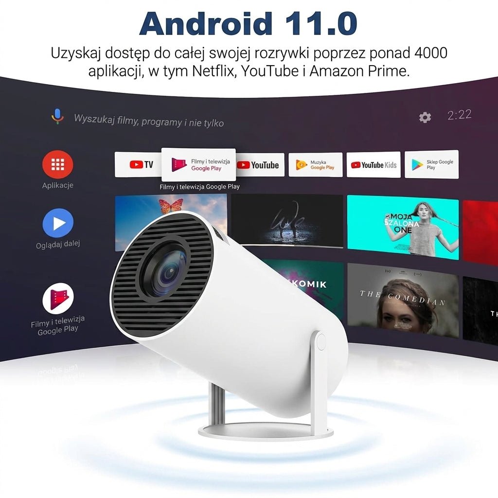 Projektor 4K Ultra HD Przenośny z Wi-Fi i Bluetooth – Rzutnik Multimedialny do Kina Domowego 10
