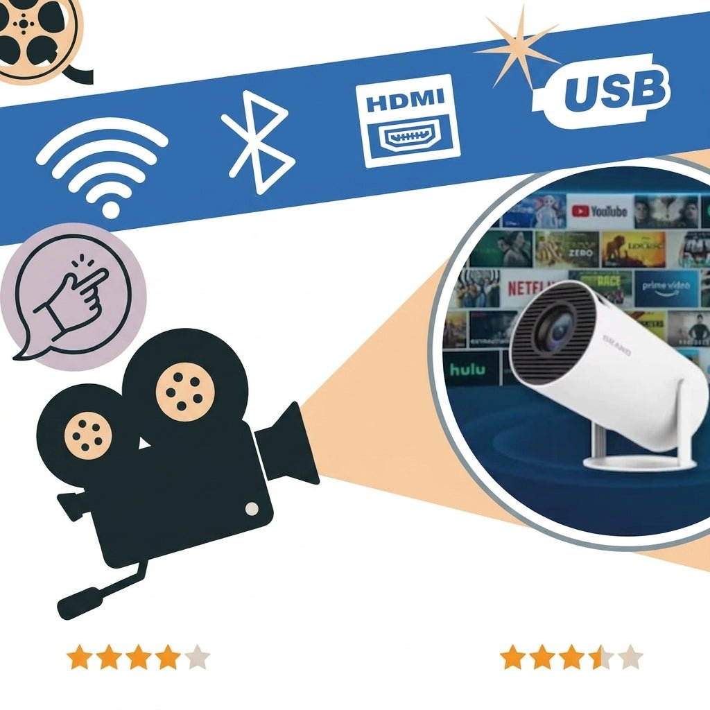 Projektor 4K Ultra HD Przenośny z Wi-Fi i Bluetooth – Rzutnik Multimedialny do Kina Domowego 3