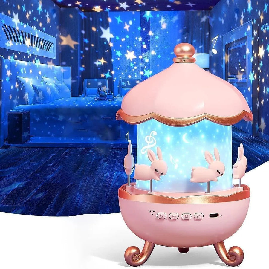 Projektor Nocny Dla Dzieci Z Muzyką Bluetooth, 6 Slajdów, Obrotowa Głowica 0