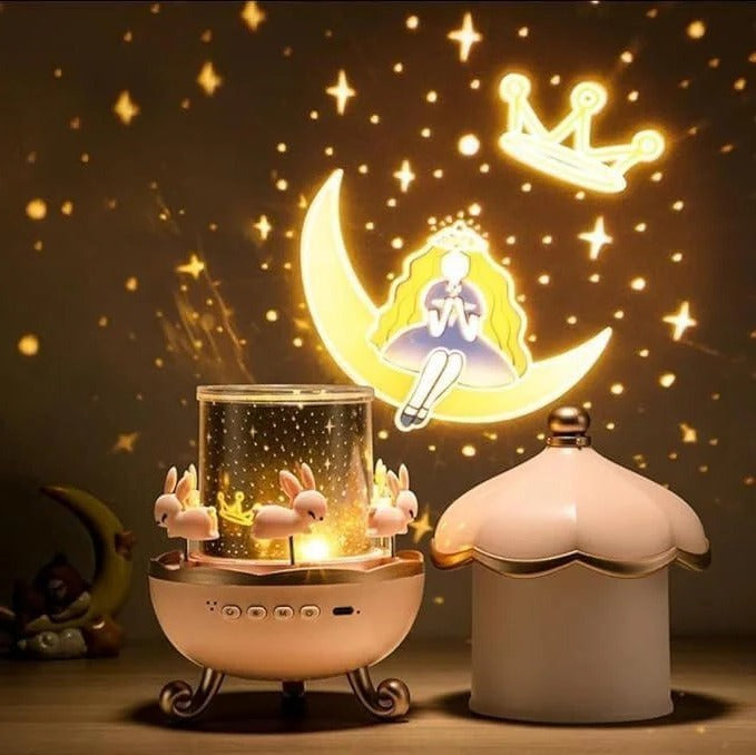 Projektor Nocny Dla Dzieci Z Muzyką Bluetooth, 6 Slajdów, Obrotowa Głowica 2