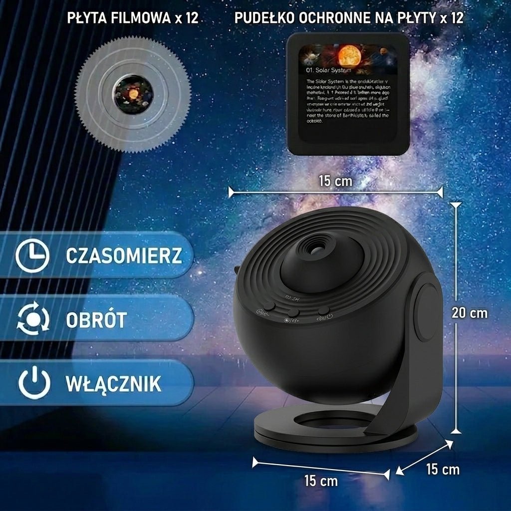Projektor Planetarny 360° z 12 Efektami – Projekcja Nocnego Nieba do Domu 3