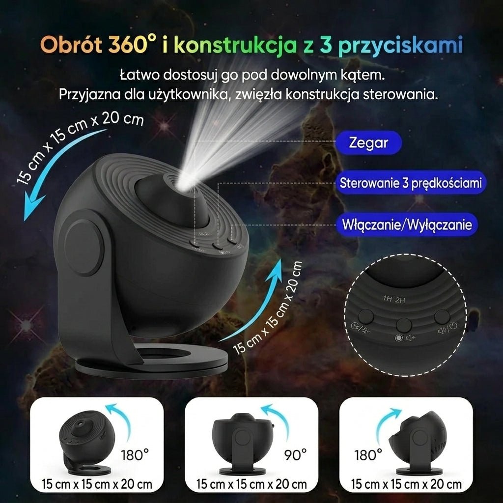 Projektor Planetarny 360° z 12 Efektami – Projekcja Nocnego Nieba do Domu 5