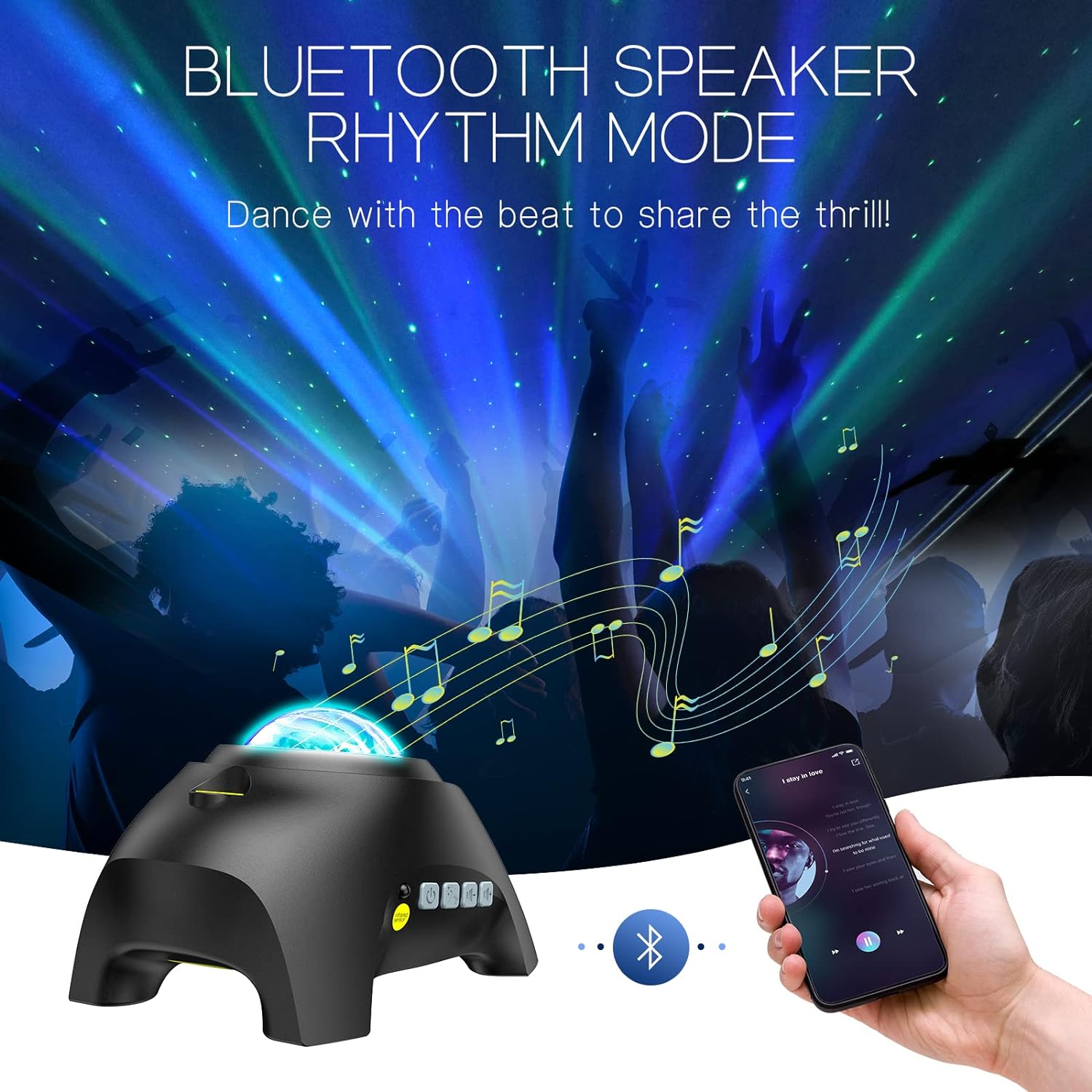 Projektor Zorzy Polarnej z Głośnikiem Bluetooth – 33 Efekty Świetlne, Zdalne Sterowanie 1