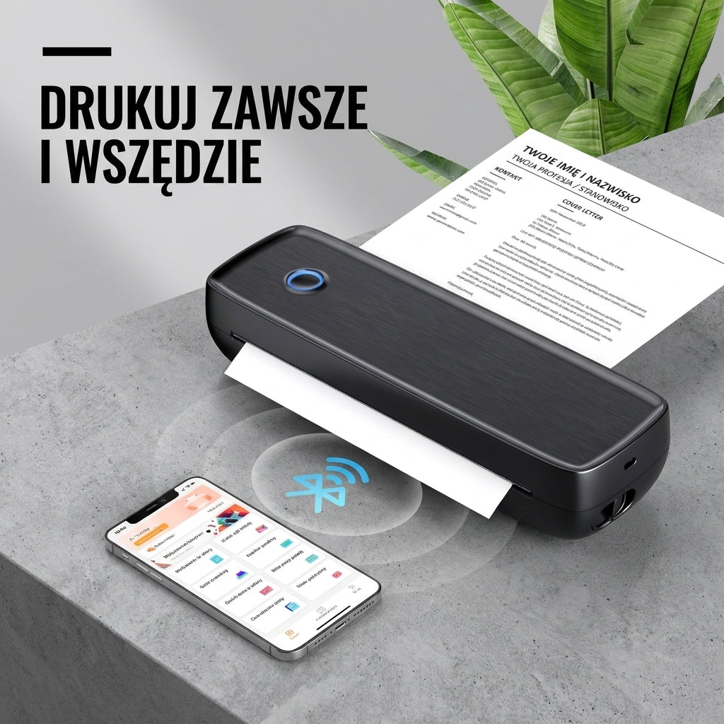 Przenośna Drukarka A4 Bezatramentowa z Bluetooth i USB-C – Termiczna Drukarka Mobilna 2
