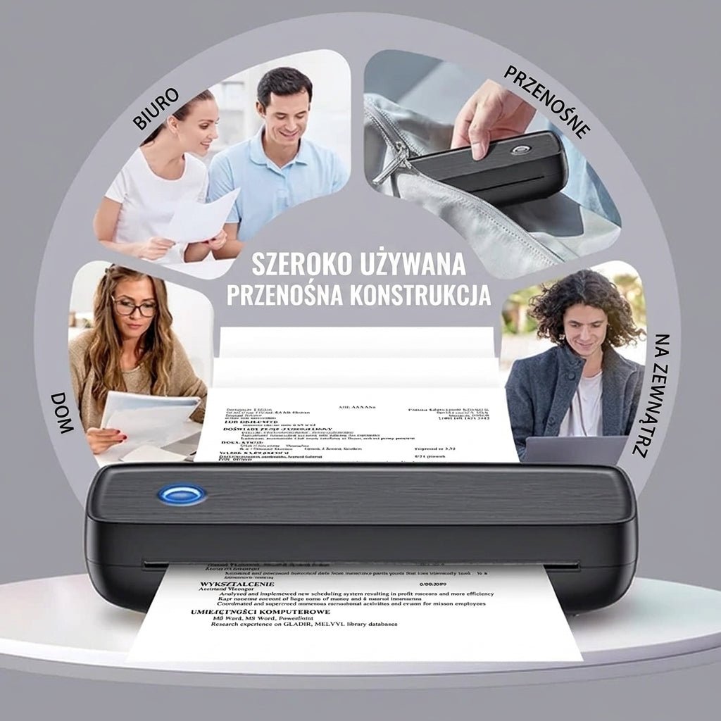 Przenośna Drukarka A4 Bezatramentowa z Bluetooth i USB-C – Termiczna Drukarka Mobilna 8