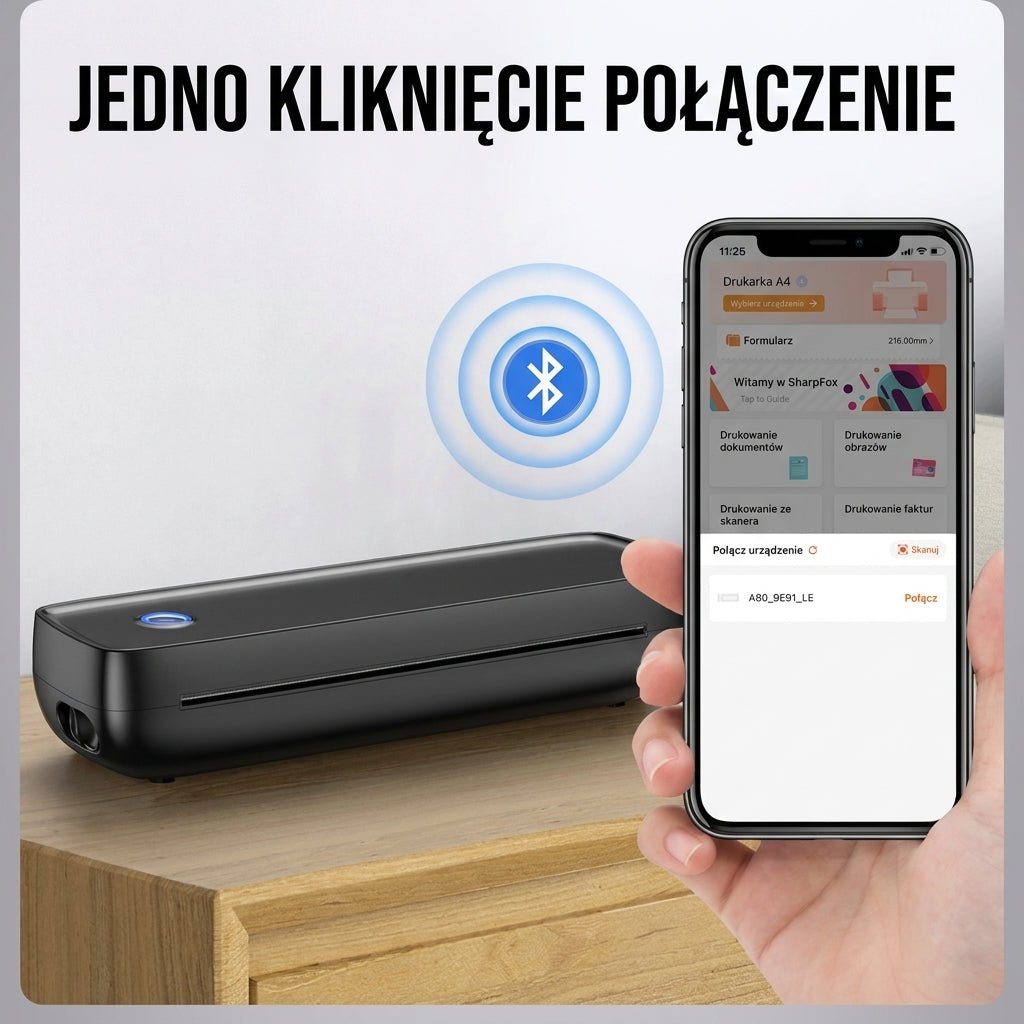 Przenośna Drukarka A4 Bezatramentowa z Bluetooth i USB-C – Termiczna Drukarka Mobilna 10