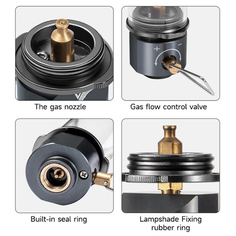 Przenośna Lampa Kempingowa Gazowa z Regulacją Jasności, Ultralekka, Odporna na Warunki Atmosferyczne 4